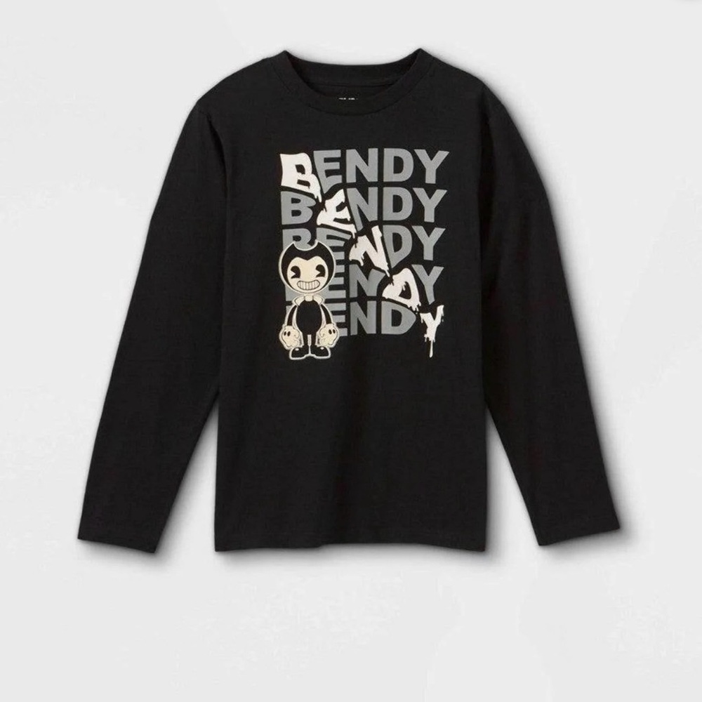 Bendy Black Kids Long Sleeve Shirt